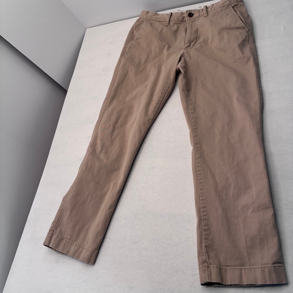 J.Crew Flex Straight Chino Pants Mens 32x30 Tan Khaki Stretch Cotton Trousers